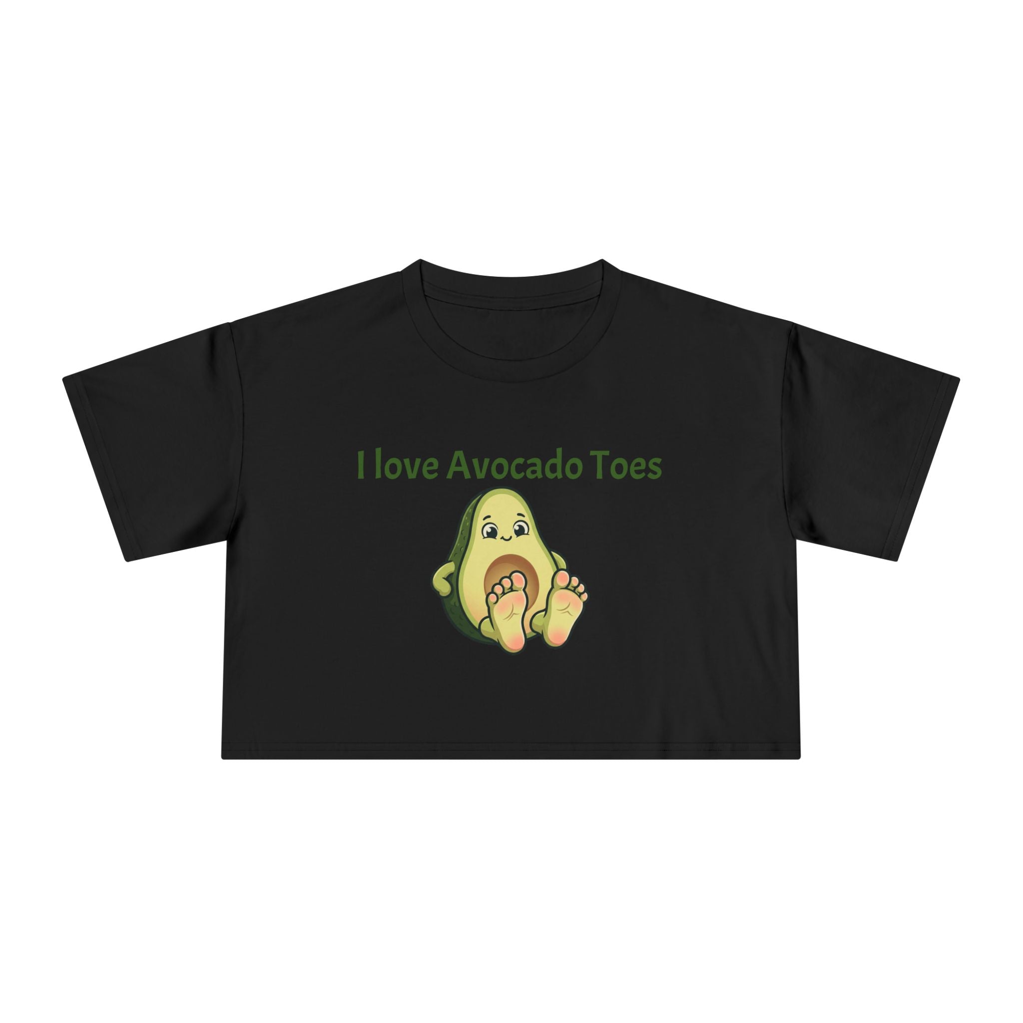 Crop Tee — "I Love Avocado Toes" Cute Avocado Graphic Top