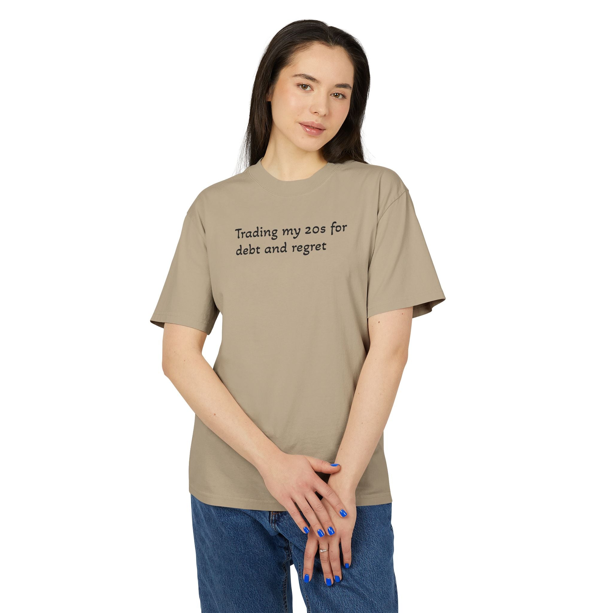 Graphic Tee — "Trading my 20s for debt and regret" Vintage-Style Casual Shirt