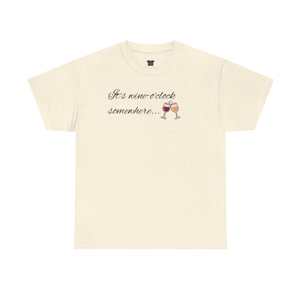 Wine O'Clock T-Shirt – "It's wine o'clock somewhere" Casual Tee with Wine Glass Graphic