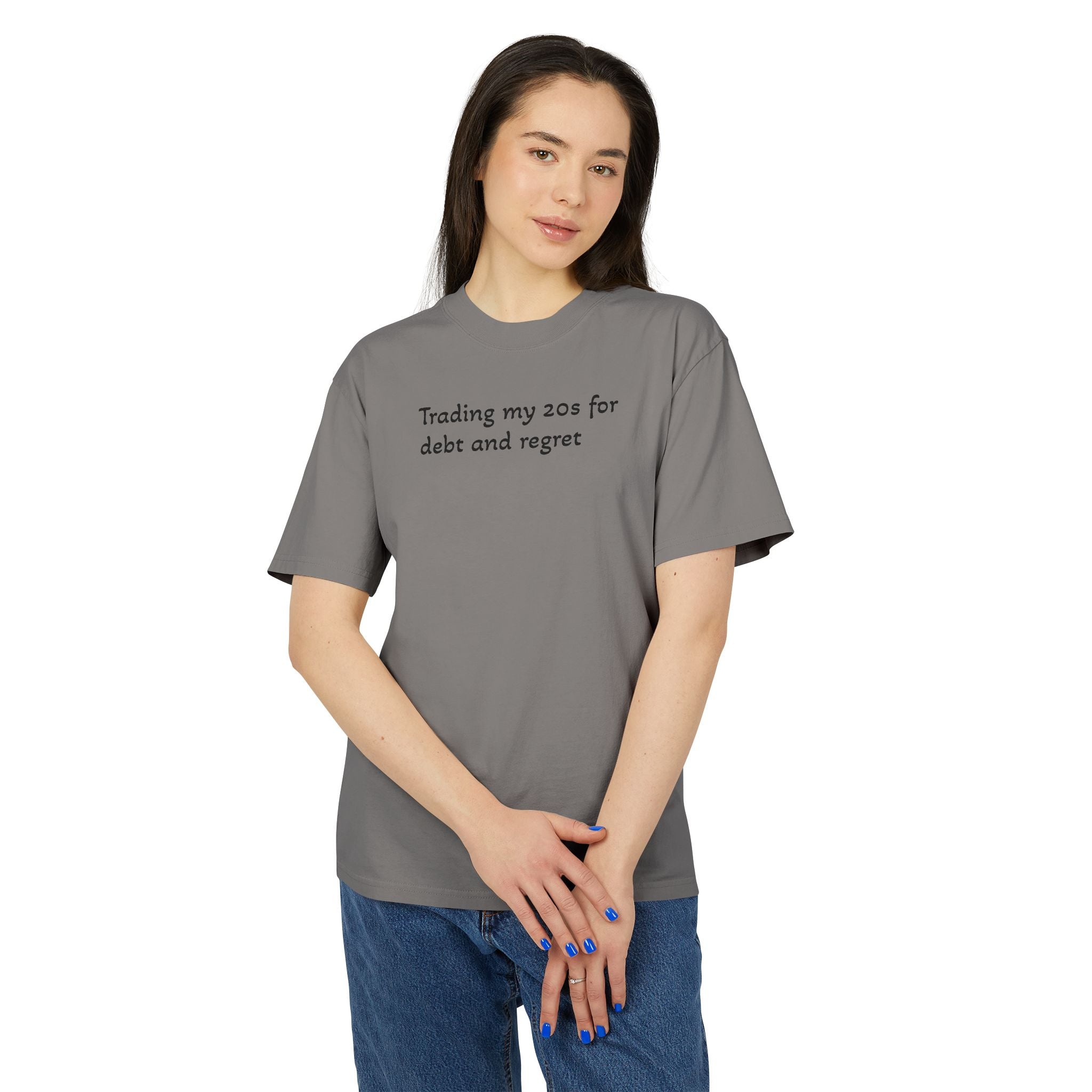 Graphic Tee — "Trading my 20s for debt and regret" Vintage-Style Casual Shirt