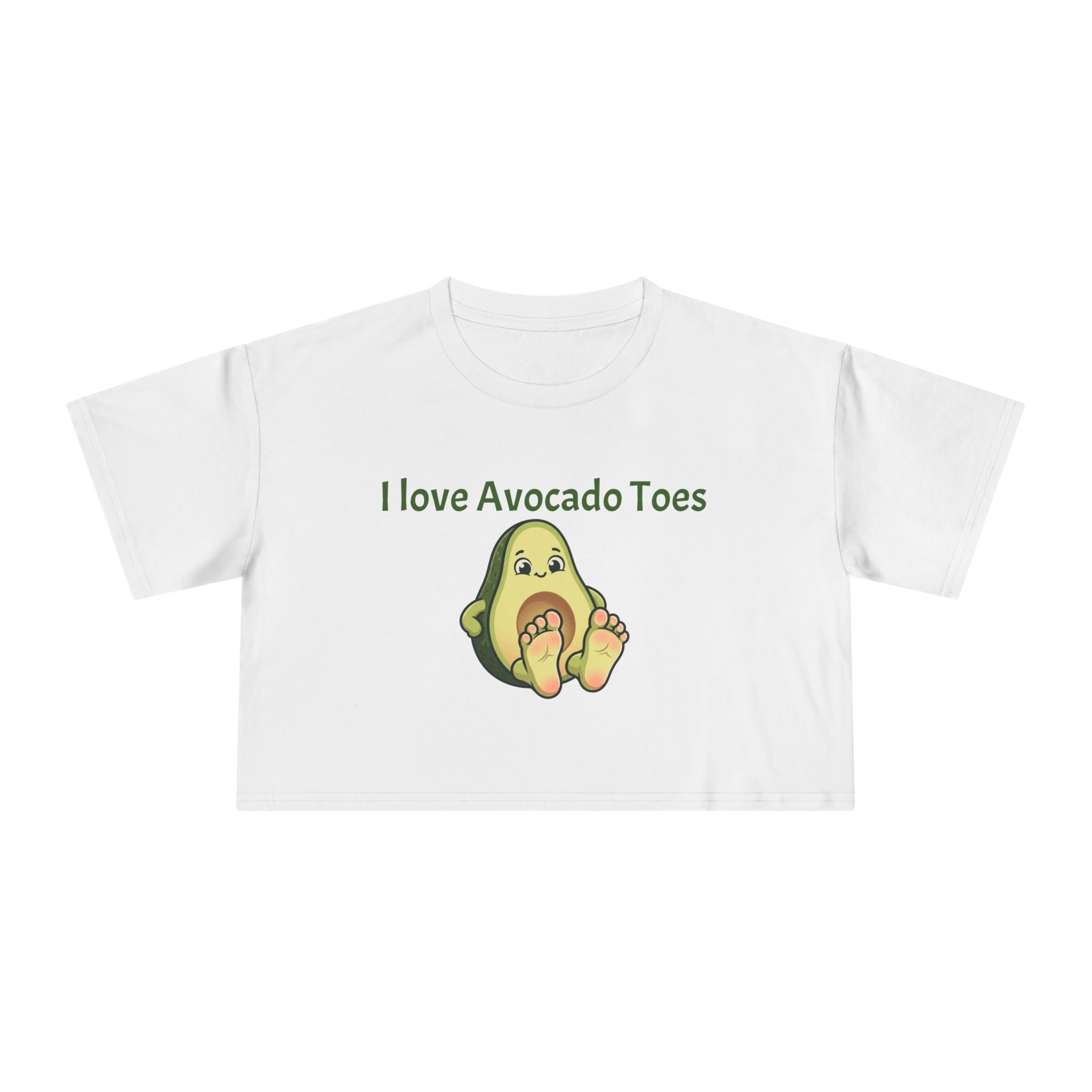 Crop Tee — "I Love Avocado Toes" Cute Avocado Graphic Top